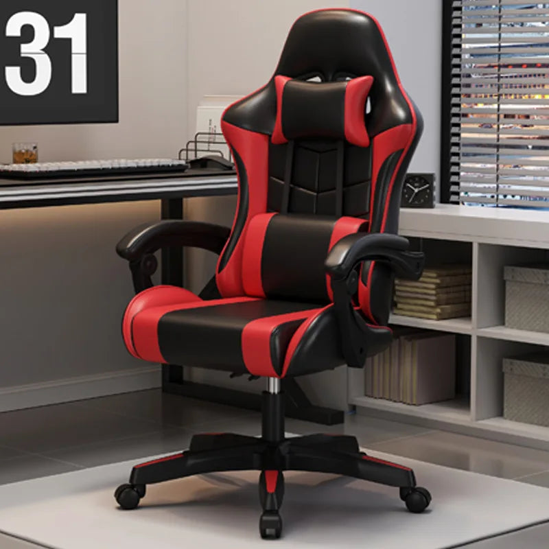 Ergonomic Gaming Chair – Adjustable Height, Reclining Backrest, Lumbar & Cervical Support for Video Games or Office Use