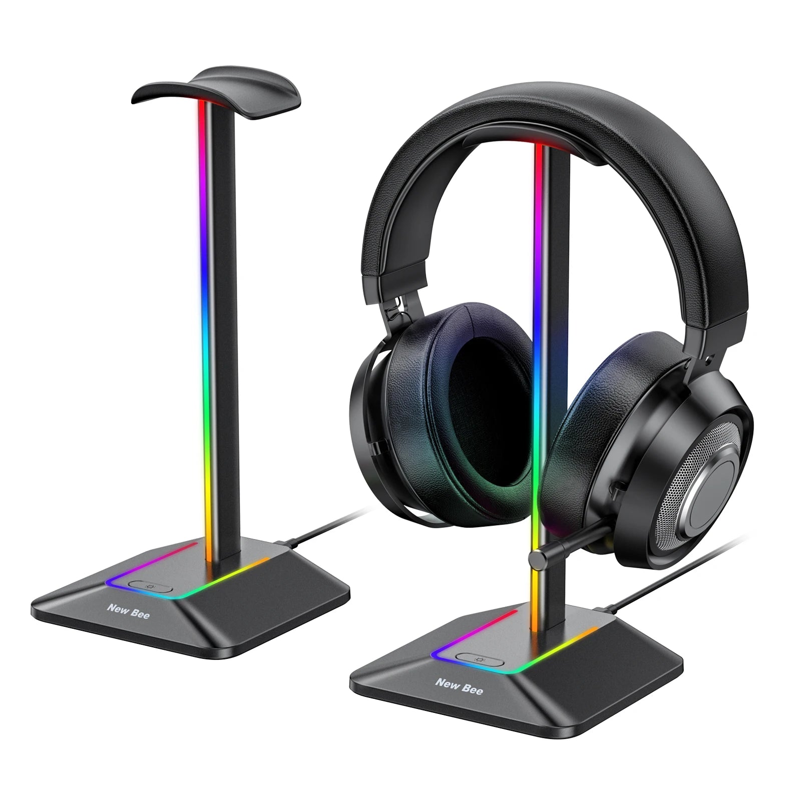 RGB Gaming Headphone Stand – Headset Holder with 2 USB Ports, Non-Slip Base & Cool Desk Display for Gamers