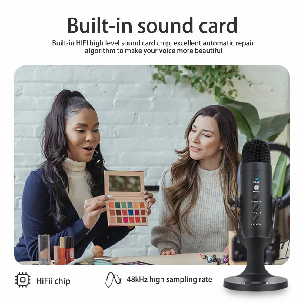 Professional USB Condenser Microphone Studio Recording Mic for PC Computer Gaming Streaming Podcasting