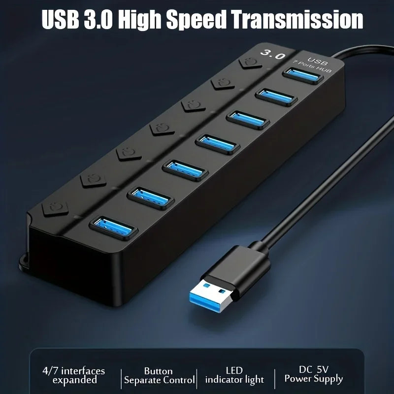 4/7-Port USB 3.0 Hub with LED Indicator
