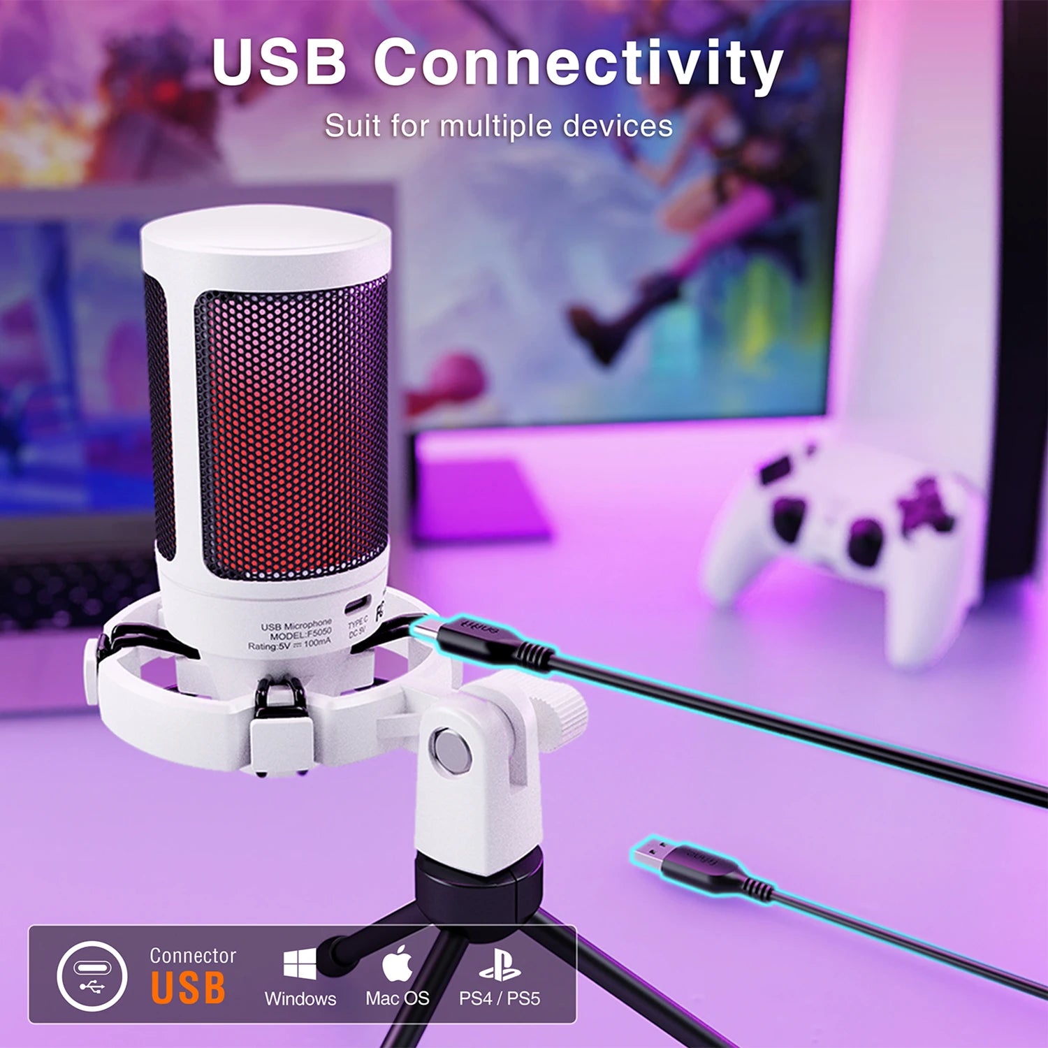 USB Gaming Microphone with Quick Mute