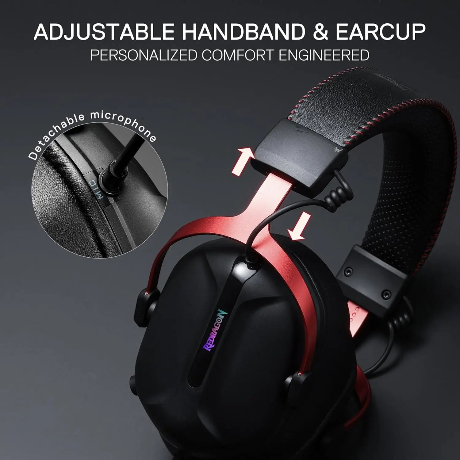 Redragon H312 Wired Gaming Headset, 7.1 Surround Sound, Noise-canceling Microphone