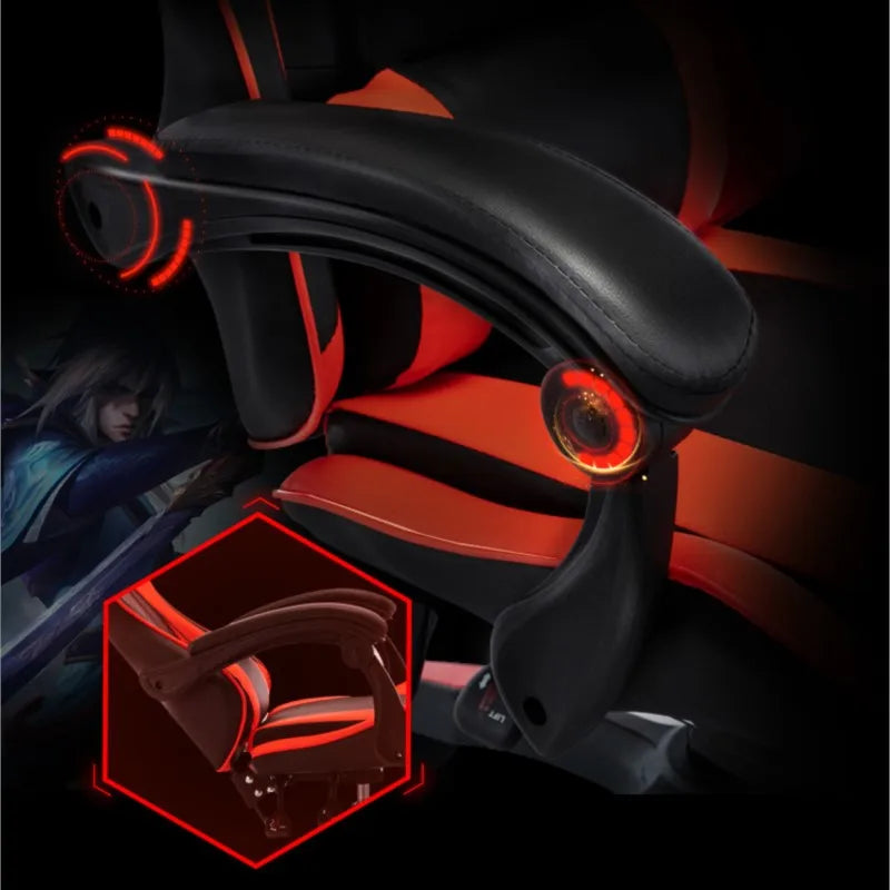 Ergonomic Gaming Chair – Adjustable Height, Reclining Backrest, Lumbar & Cervical Support for Video Games or Office Use