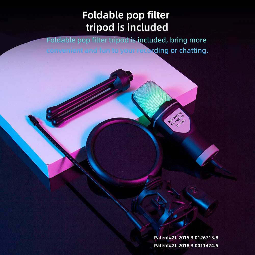 USB Microphone RGB Microphone Condenser for Podcast, Recording Studio, Streaming