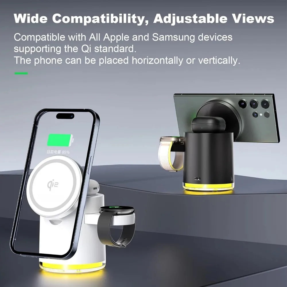 3 in 1 Magnetic Wireless Charger Station Qi2 Quick Fast Charging Stand