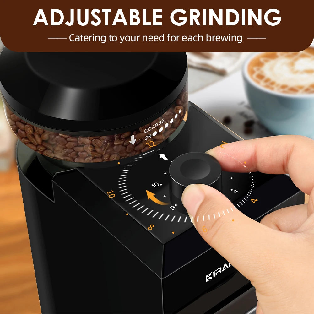 Electric Coffee Grinder with 28 Precision Settings – Perfect for Espresso, French Press & Drip