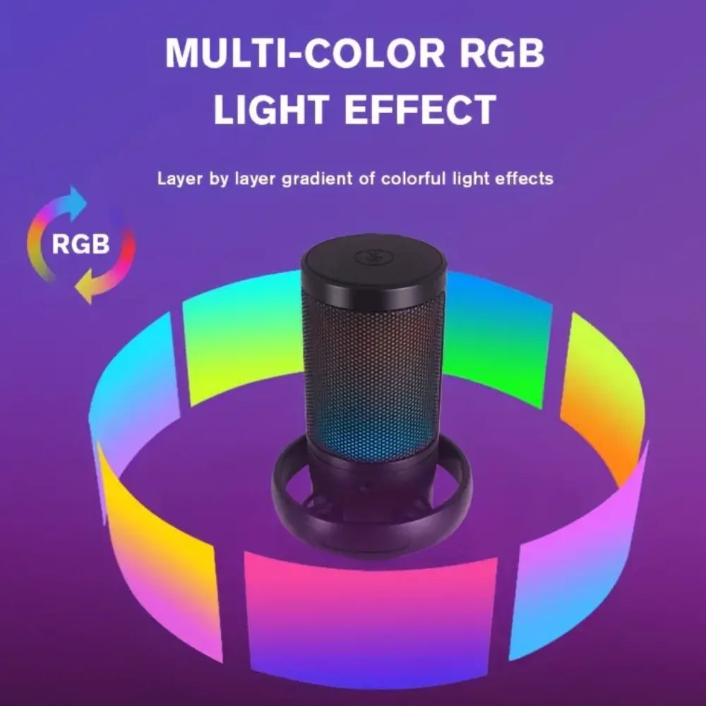 RGB USB Condenser Microphone With Boom Arm