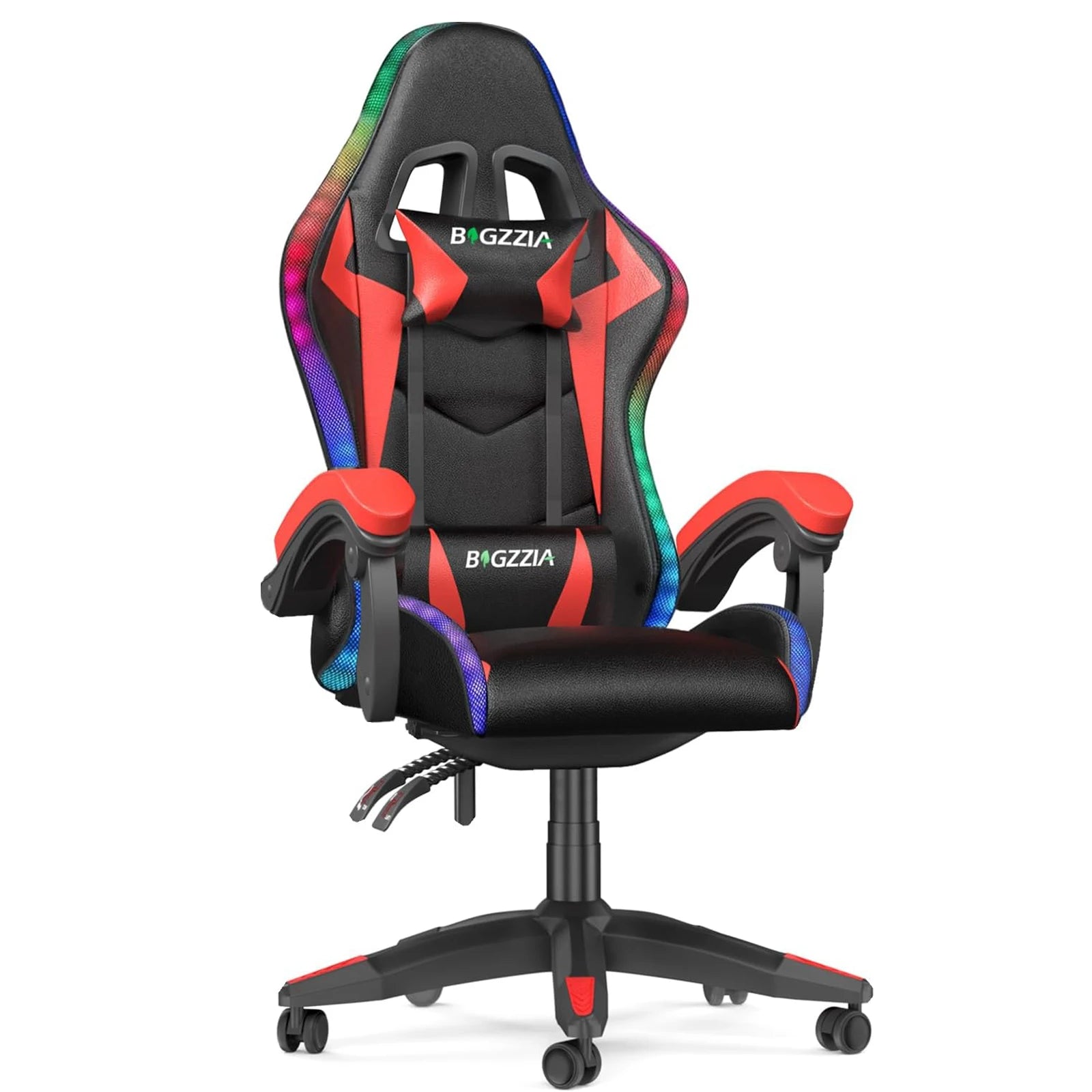 RGB Gaming Chair with LED Lights – Ergonomic Reclining Computer Chair, High Back PU Leather Office Chair with Headrest & Lumbar Support