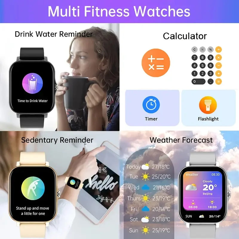 Bluetooth Smartwatch for Men & Women – Blood Pressure, Oxygen Tracker & More