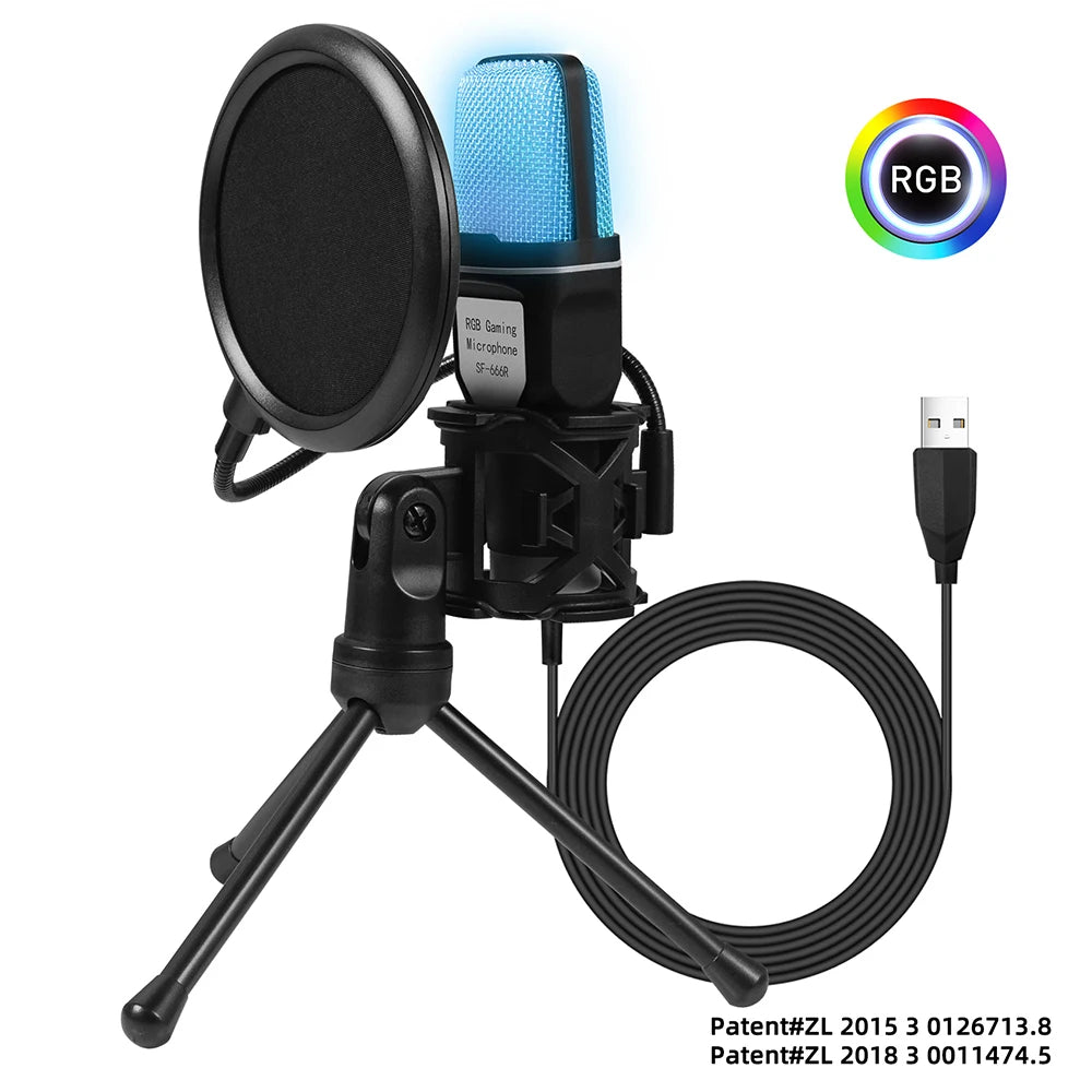 USB Microphone RGB Microphone Condenser for Podcast, Recording Studio, Streaming