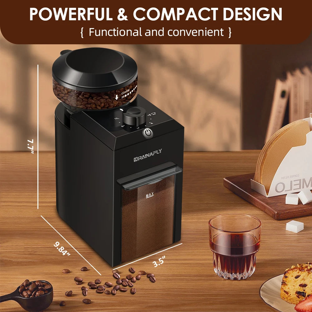 Electric Coffee Grinder with 28 Precision Settings – Perfect for Espresso, French Press & Drip
