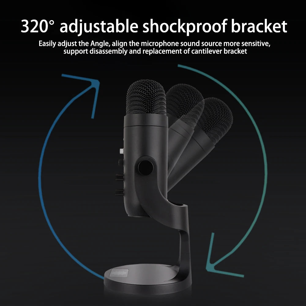 Professional USB Condenser Microphone Studio Recording Mic for PC Computer Gaming Streaming Podcasting