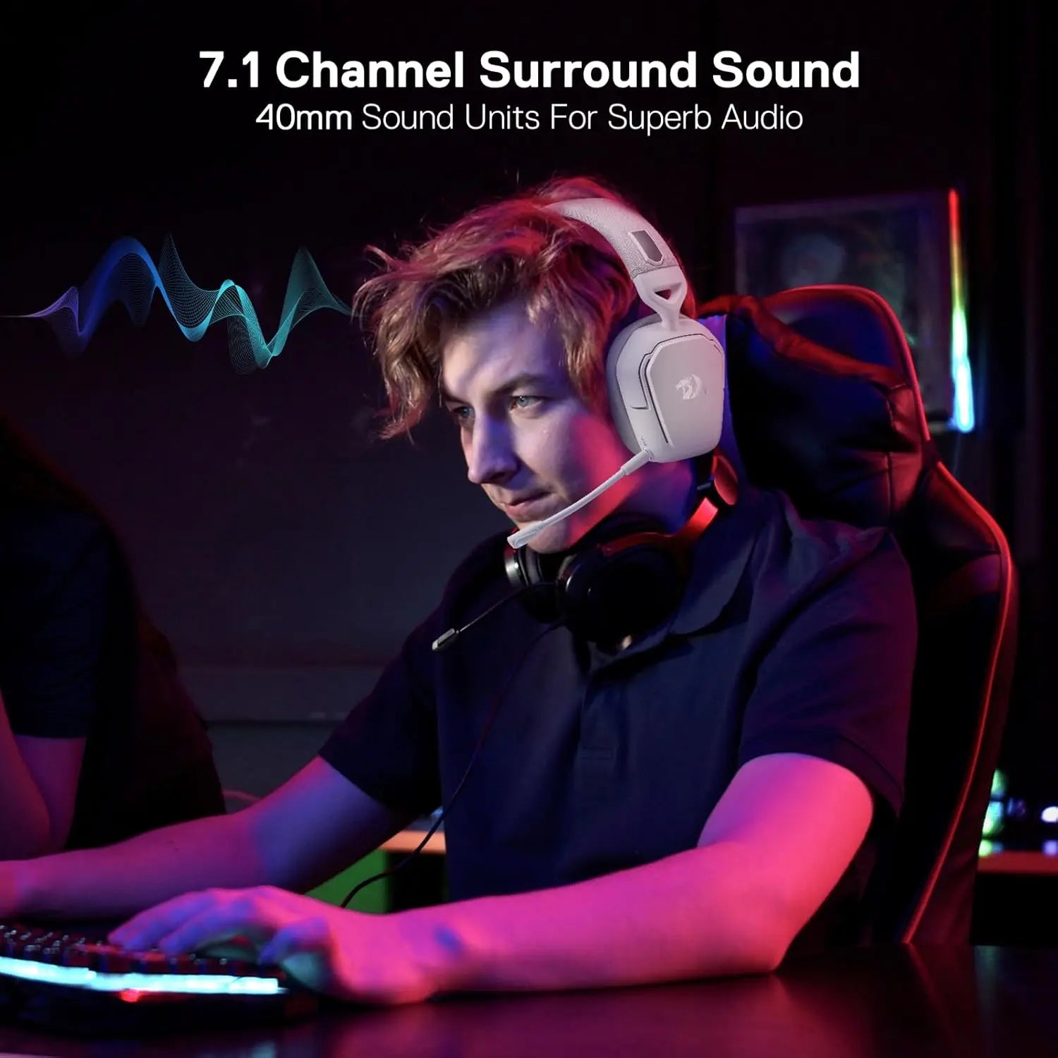 Redragon H868 Wireless Gaming Headset – 3-Mode Connection, RGB Lighting, 7.1 Surround Sound, Noise-Canceling Microphone, Over-Ear Design