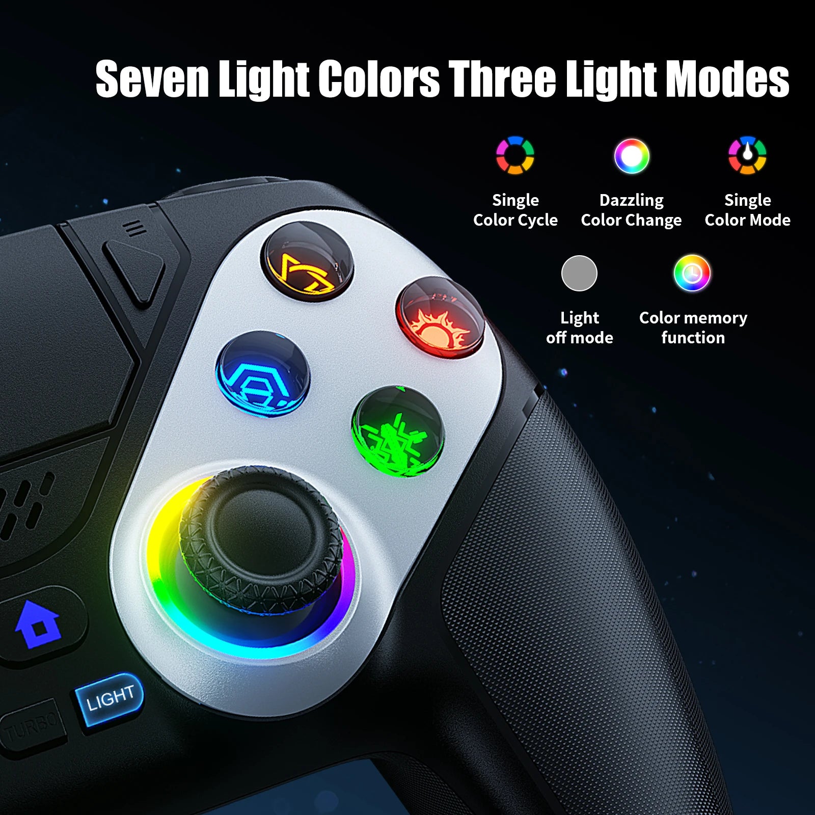 Controller For PS5 Console RGB Lights Wireless Gamepad for Playstion 5 Pro/Slim/PC Game Rocker W/ Turbo Touchpad Hall Trigger