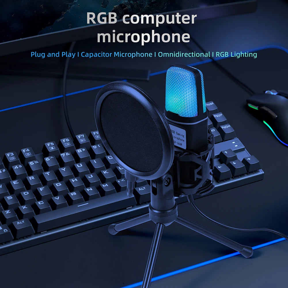 USB Microphone RGB Microphone Condenser for Podcast, Recording Studio, Streaming
