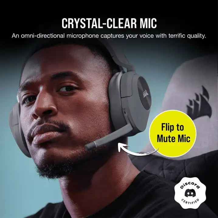 Corsair HS55 Wireless Core Gaming Headset Wireless Audio or Bluetooth for PC, PS5, PS4 Mobile - Gray
