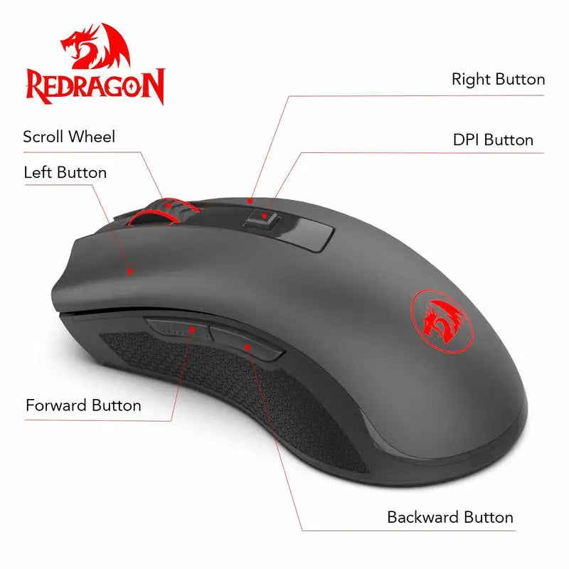 Redragon M652 Optical 2.4G Wireless Mouse with USB Receiver