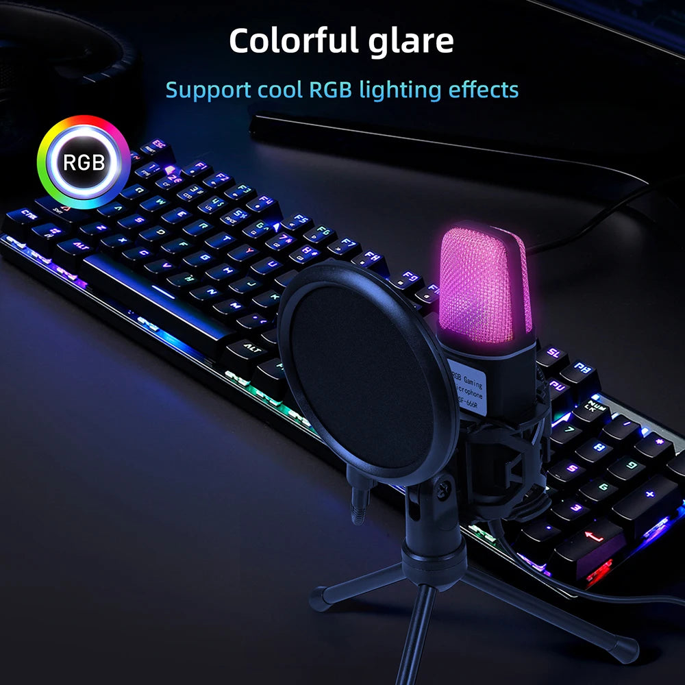 USB Microphone RGB Microphone Condenser for Podcast, Recording Studio, Streaming