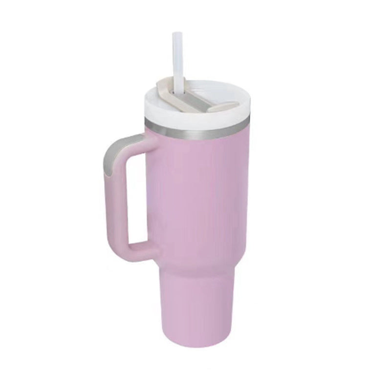 40oz Insulated Tumbler with Handle & Straw – Stainless Steel Spill-Proof Travel Mug with Lid for Coffee, Car, Gym, Office & Gifts
