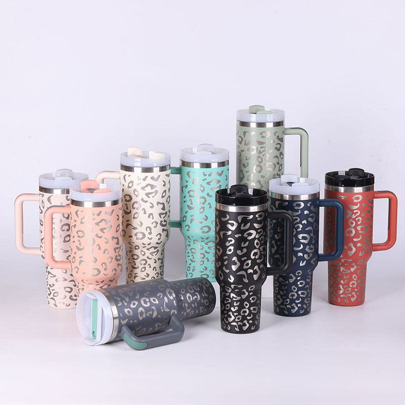 40oz Insulated Tumbler with Handle & Straw – Stainless Steel Spill-Proof Travel Mug with Lid for Coffee, Car, Gym, Office & Gifts