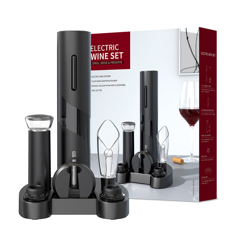 Electric Wine Opener Set – Cordless Corkscrew with Foil Cutter & Charger