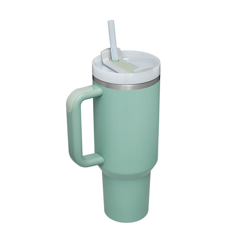 40oz Insulated Tumbler with Handle & Straw – Stainless Steel Spill-Proof Travel Mug with Lid for Coffee, Car, Gym, Office & Gifts