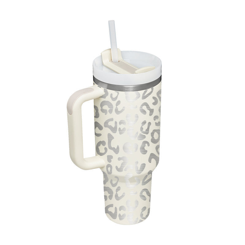 40oz Insulated Tumbler with Handle & Straw – Stainless Steel Spill-Proof Travel Mug with Lid for Coffee, Car, Gym, Office & Gifts