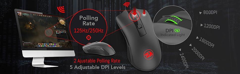 Redragon M652 Optical 2.4G Wireless Mouse with USB Receiver