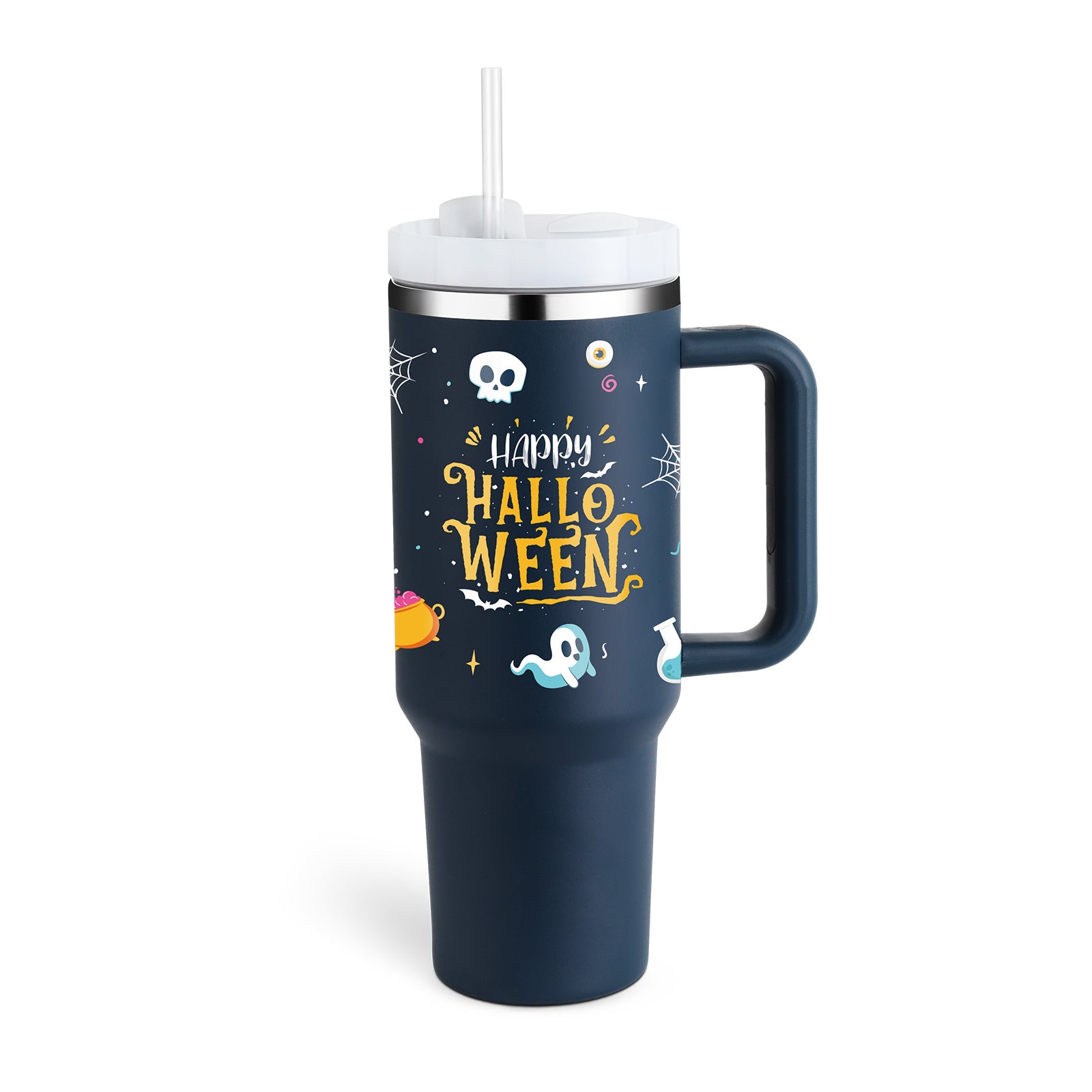 40oz Insulated Tumbler with Handle & Straw – Stainless Steel Spill-Proof Travel Mug with Lid for Coffee, Car, Gym, Office & Gifts