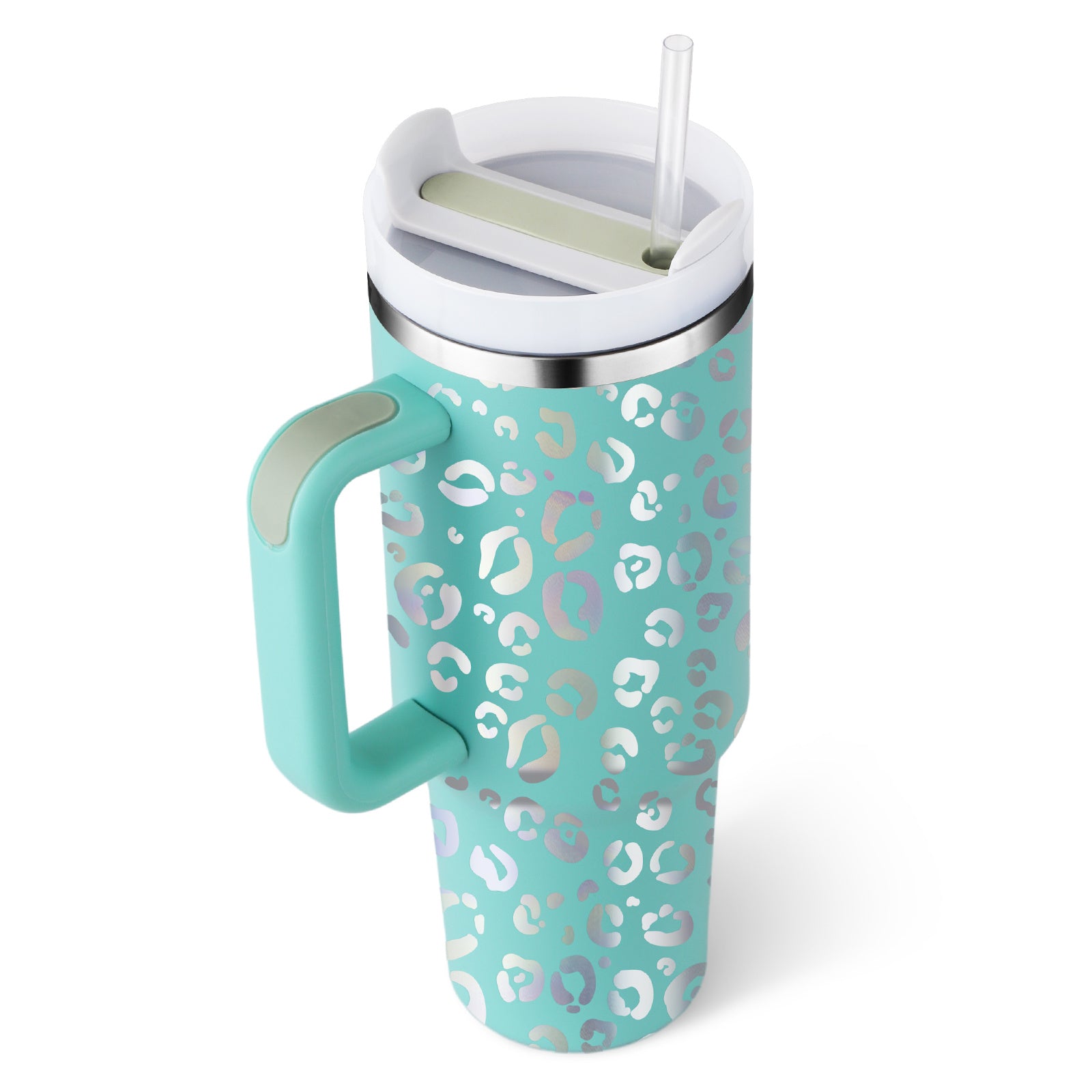 40oz Insulated Tumbler with Handle & Straw – Stainless Steel Spill-Proof Travel Mug with Lid for Coffee, Car, Gym, Office & Gifts