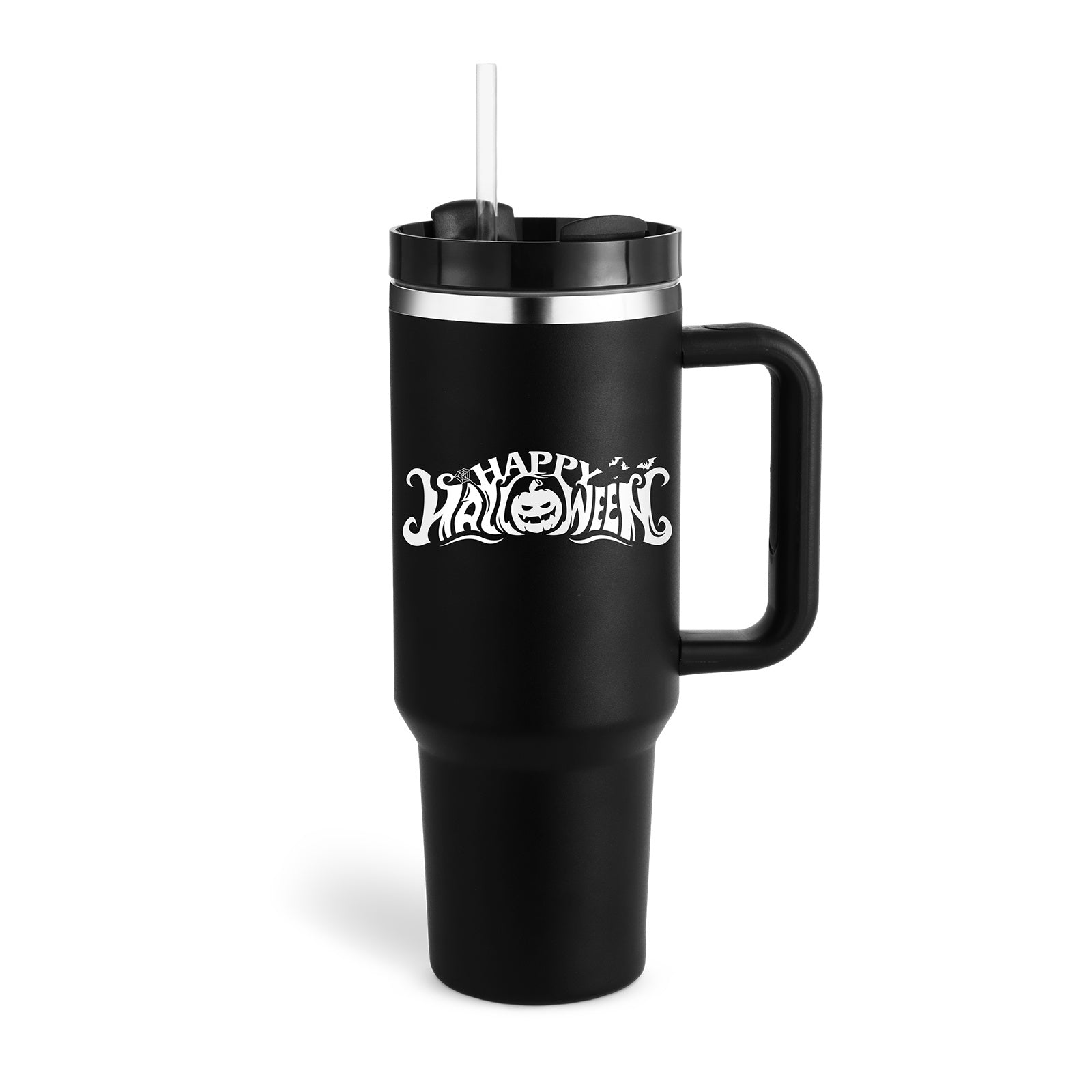 40oz Insulated Tumbler with Handle & Straw – Stainless Steel Spill-Proof Travel Mug with Lid for Coffee, Car, Gym, Office & Gifts