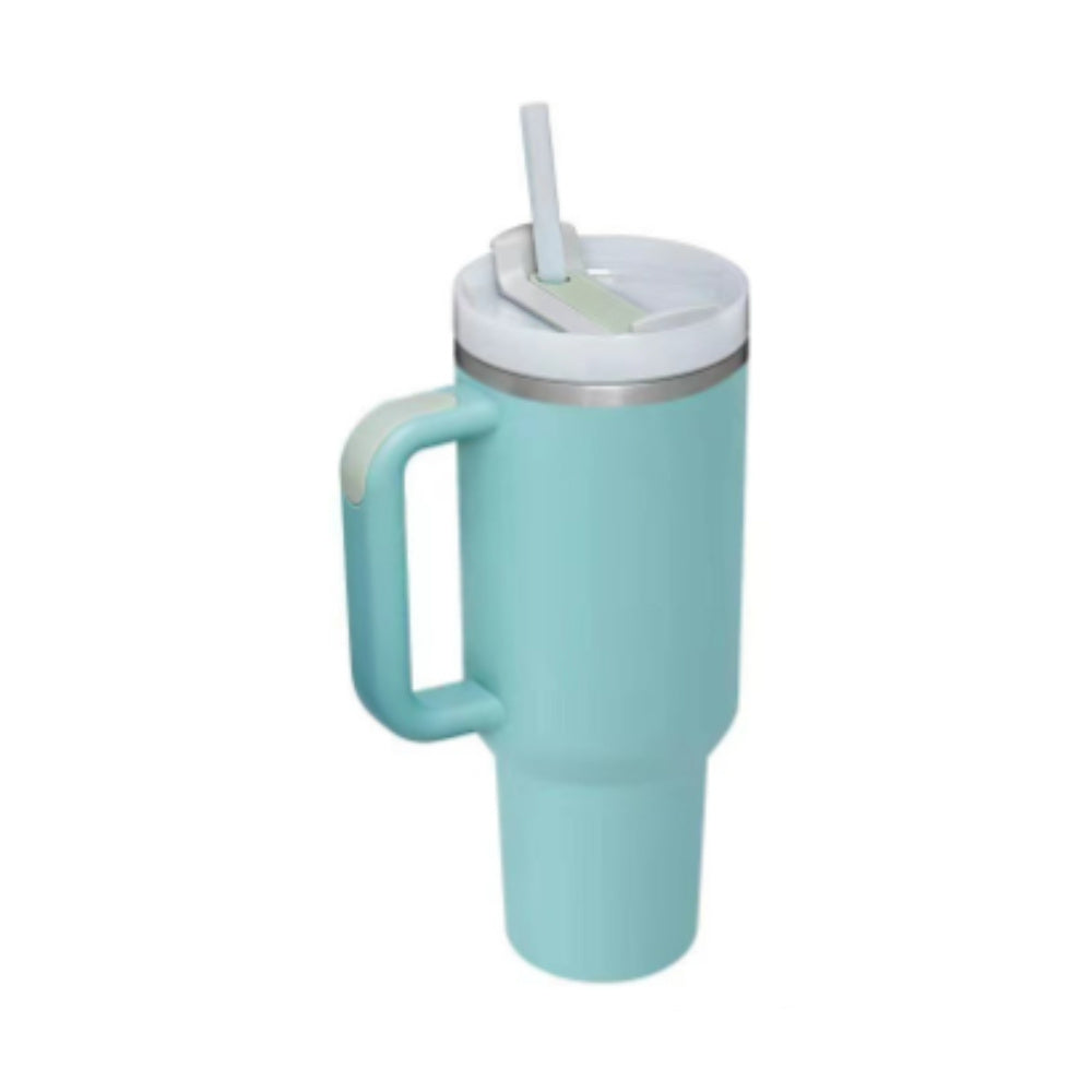 40oz Insulated Tumbler with Handle & Straw – Stainless Steel Spill-Proof Travel Mug with Lid for Coffee, Car, Gym, Office & Gifts