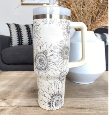 40oz Insulated Tumbler with Handle & Straw – Stainless Steel Spill-Proof Travel Mug with Lid for Coffee, Car, Gym, Office & Gifts