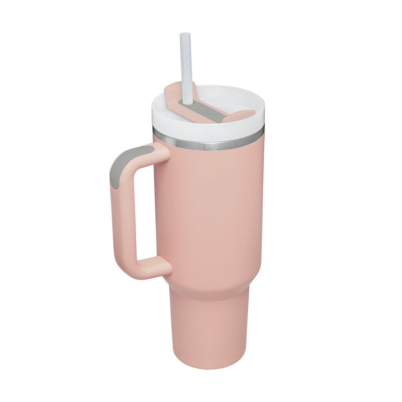 40oz Insulated Tumbler with Handle & Straw – Stainless Steel Spill-Proof Travel Mug with Lid for Coffee, Car, Gym, Office & Gifts